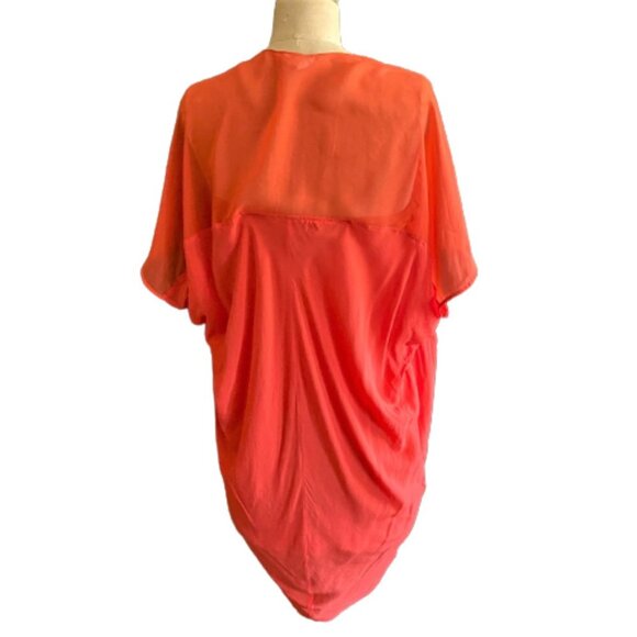 Helmut Lang Oasis Draped Voile Chiffon Dress in Anemone (Orange) - Picture 3 of 16